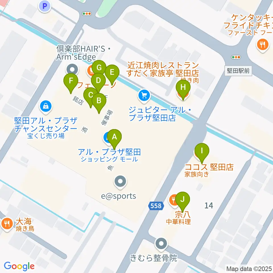 JEUGIA アル・プラザ堅田センター周辺のファミレス・ファーストフード一覧地図