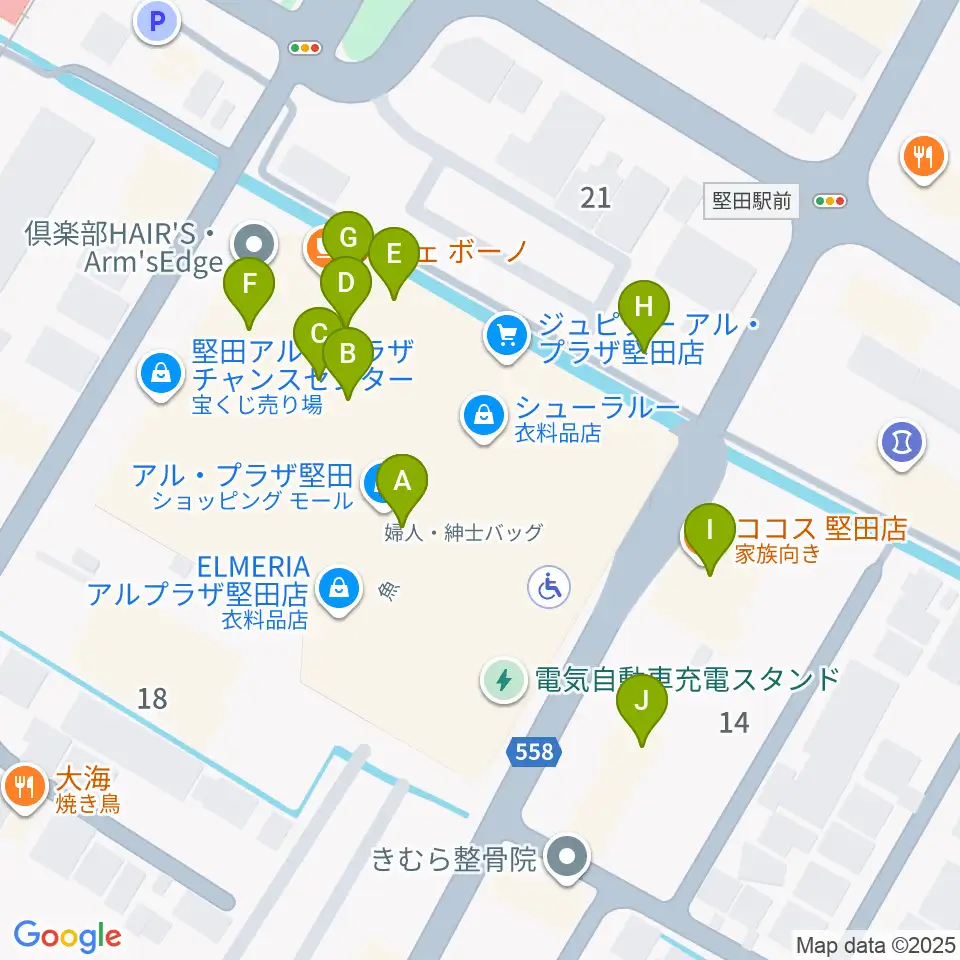 JEUGIA アル・プラザ堅田センター周辺のファミレス・ファーストフード一覧地図