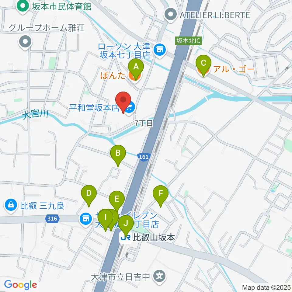 JEUGIA 坂本平和堂センター周辺のファミレス・ファーストフード一覧地図
