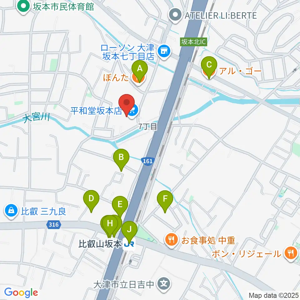 JEUGIA 坂本平和堂センター周辺のファミレス・ファーストフード一覧地図