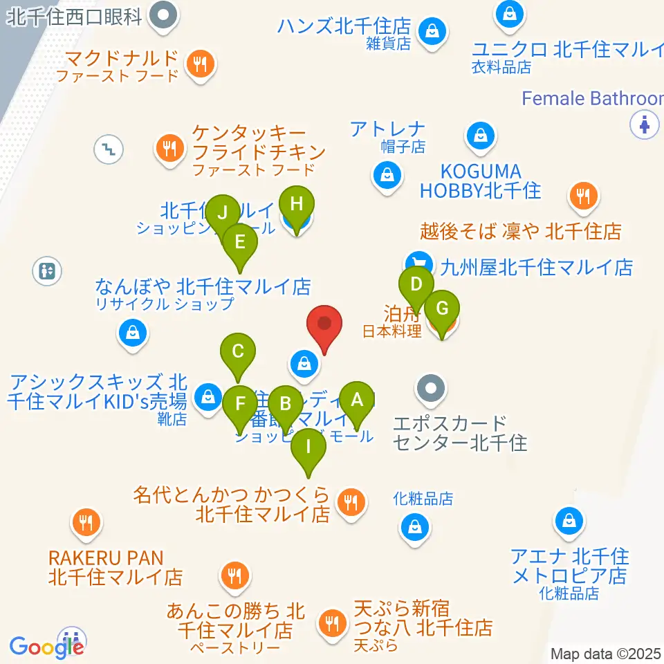 北千住シアター1010周辺のファミレス・ファーストフード一覧地図