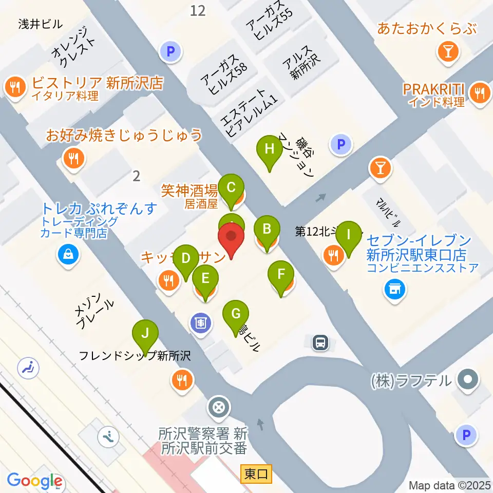 空の上の音楽教室周辺のファミレス・ファーストフード一覧地図