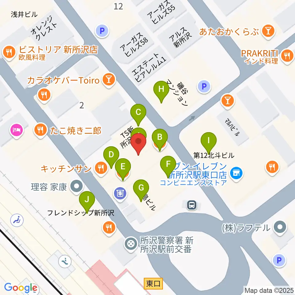 空の上の音楽教室周辺のファミレス・ファーストフード一覧地図