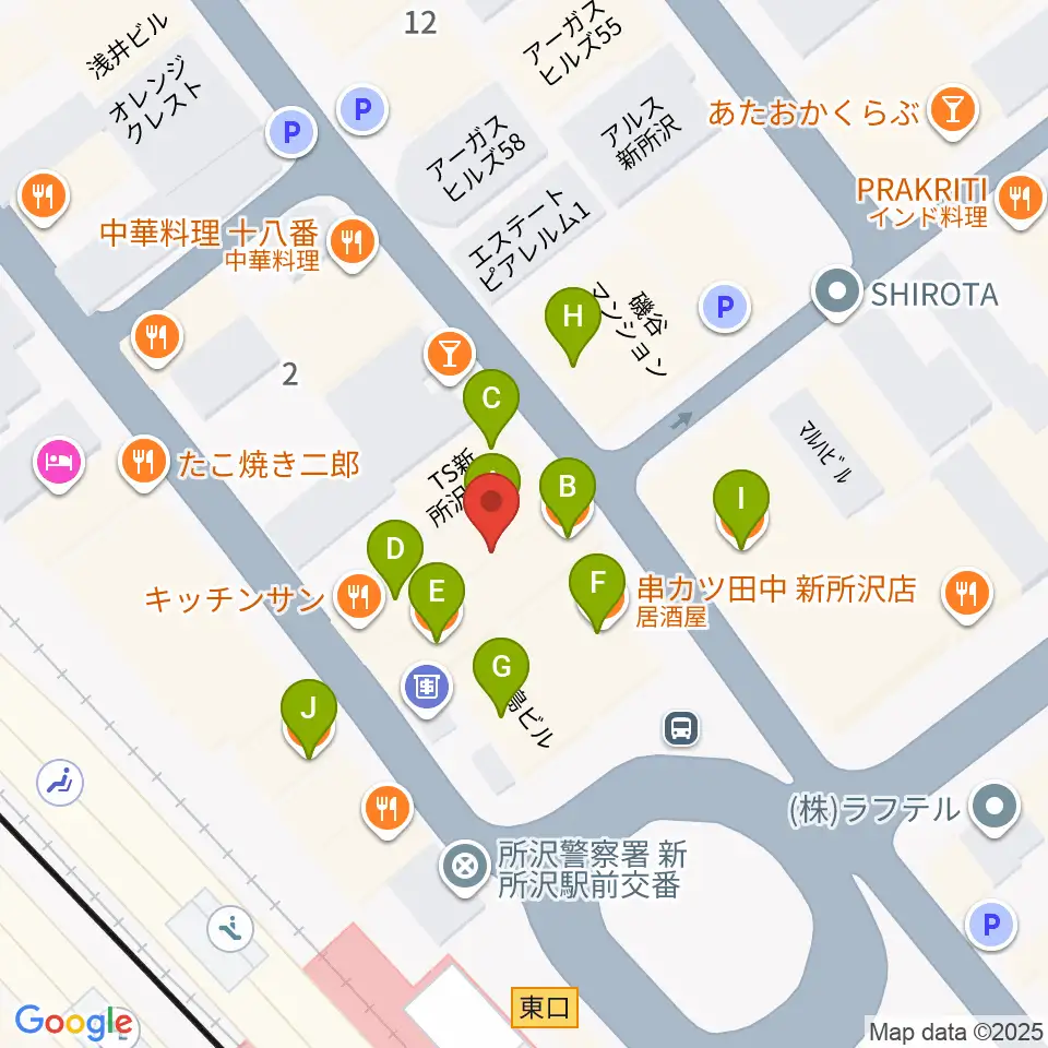 空の上の音楽教室周辺のファミレス・ファーストフード一覧地図