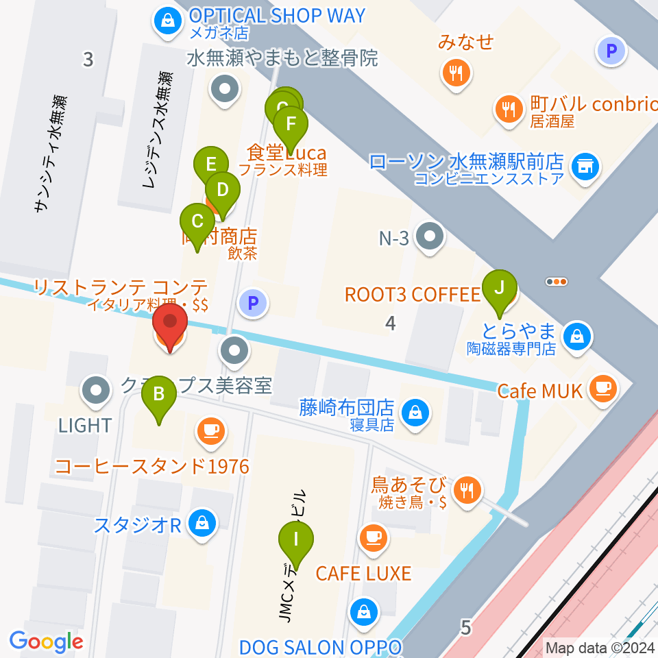 JEUGIA 島本センター周辺のファミレス・ファーストフード一覧地図