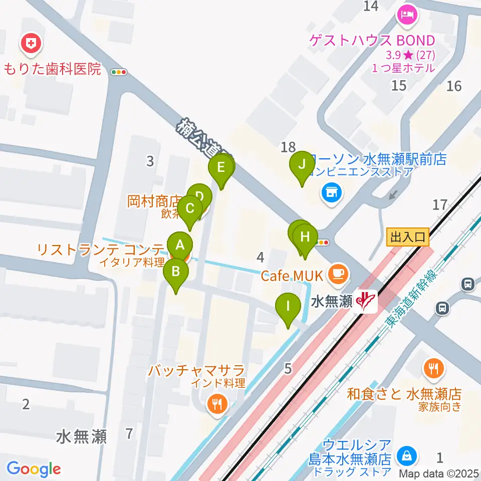 JEUGIA 島本センター周辺のファミレス・ファーストフード一覧地図