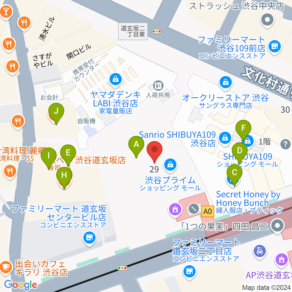 CBGKシブゲキ!!周辺のファミレス・ファーストフード一覧地図