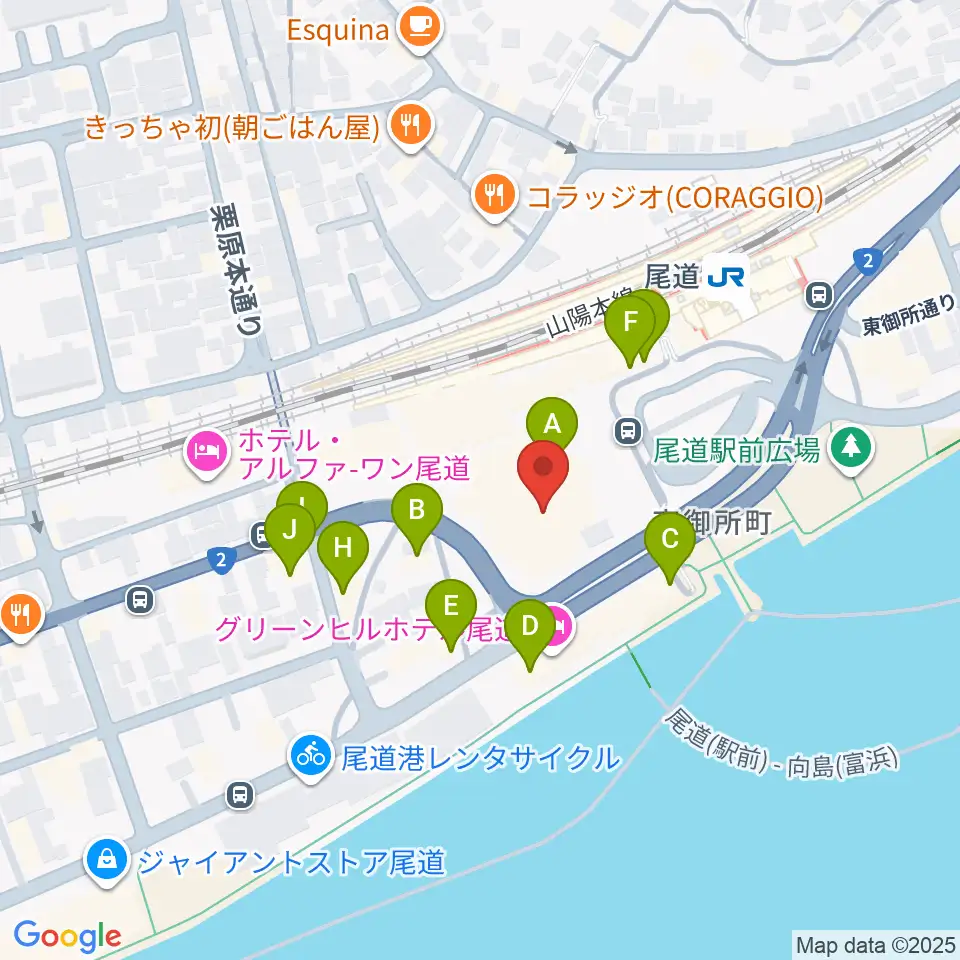 しまなみ交流館テアトロシェルネ周辺のファミレス・ファーストフード一覧地図