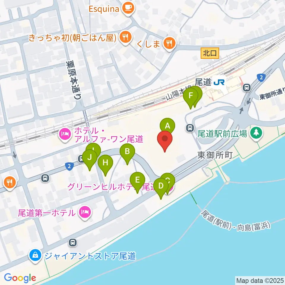 しまなみ交流館テアトロシェルネ周辺のファミレス・ファーストフード一覧地図