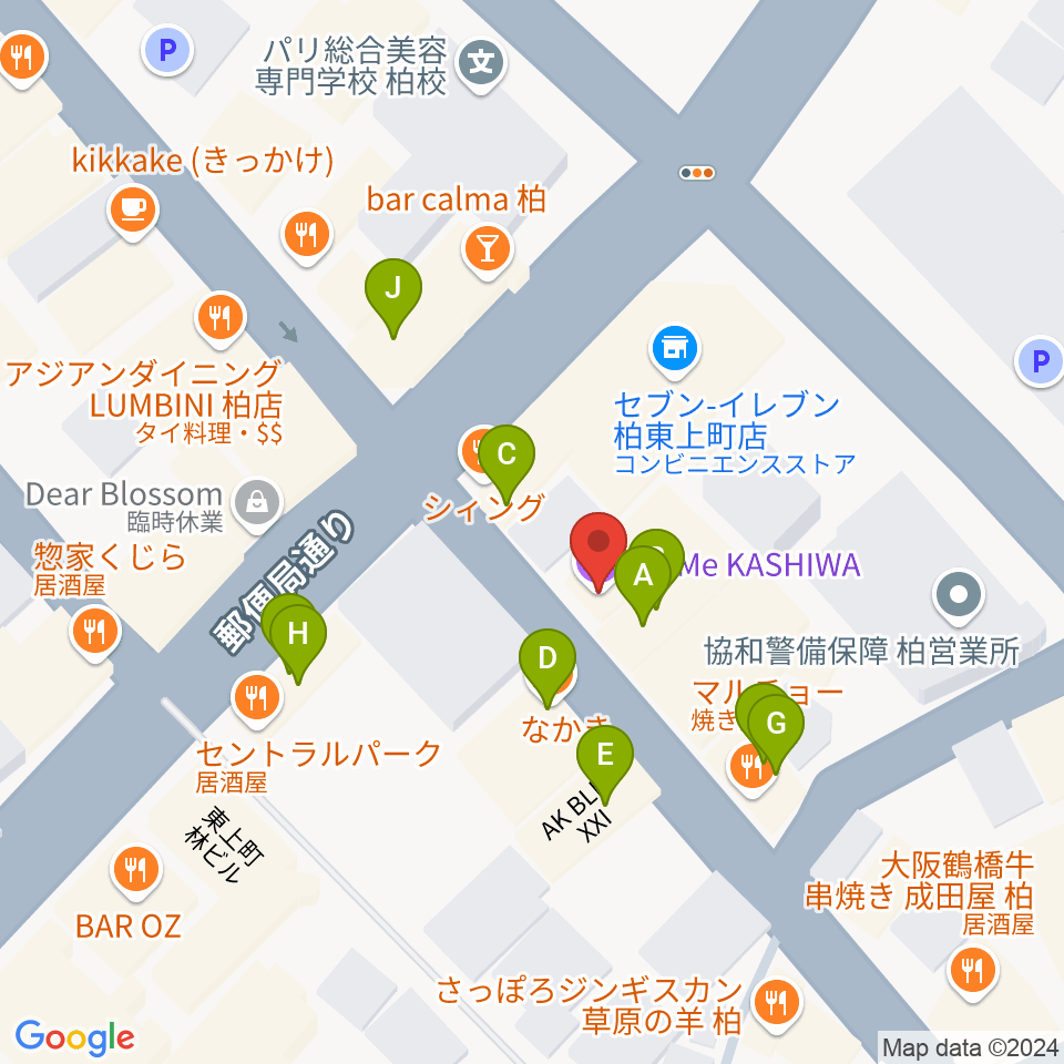 DOMe柏周辺のファミレス・ファーストフード一覧地図