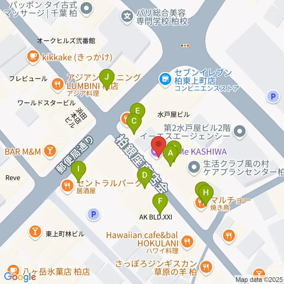 DOMe柏周辺のファミレス・ファーストフード一覧地図
