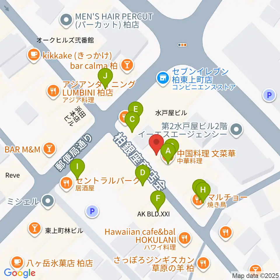 DOMe柏周辺のファミレス・ファーストフード一覧地図