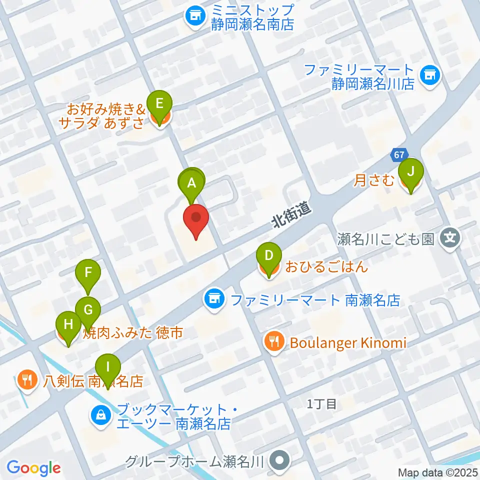すみやグッディおとサロン瀬名周辺のファミレス・ファーストフード一覧地図