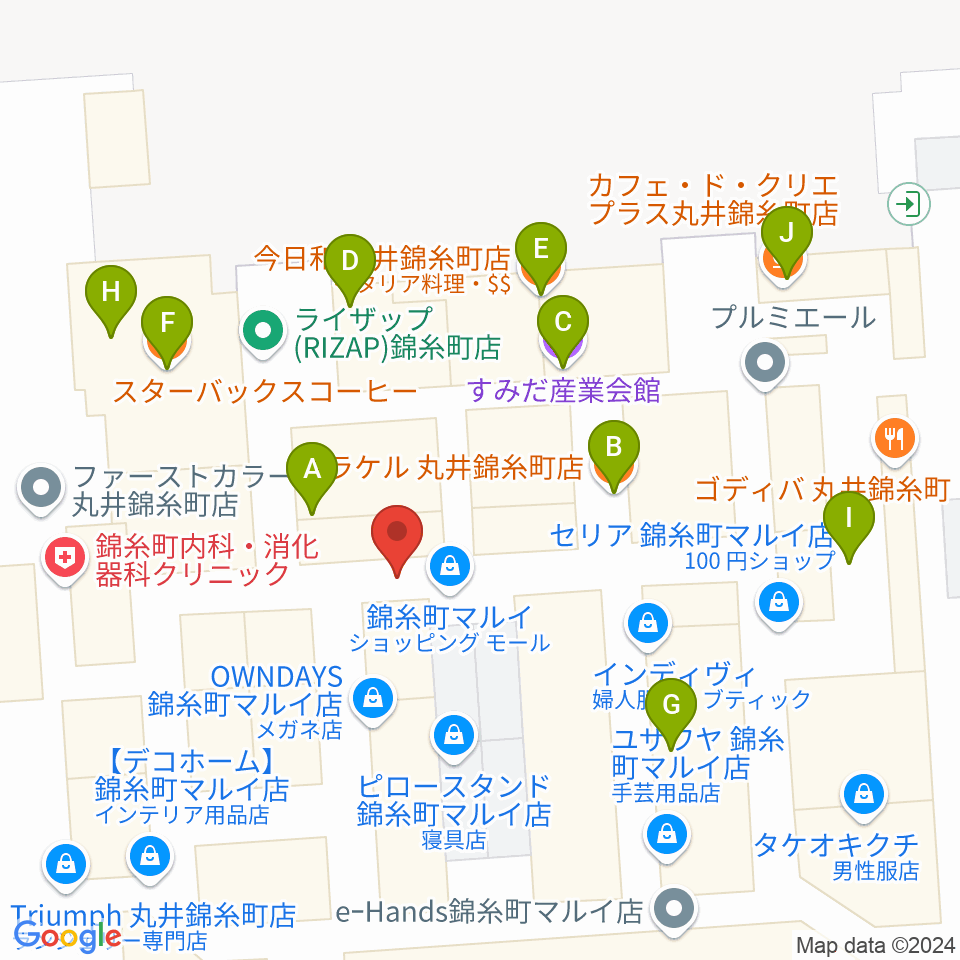 すみだ産業会館サンライズホール周辺のファミレス・ファーストフード一覧地図