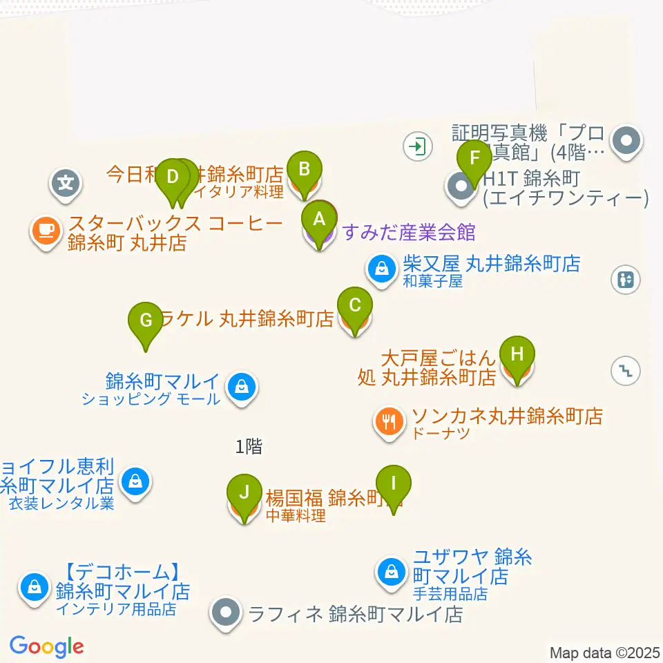 すみだ産業会館周辺のファミレス・ファーストフード一覧地図
