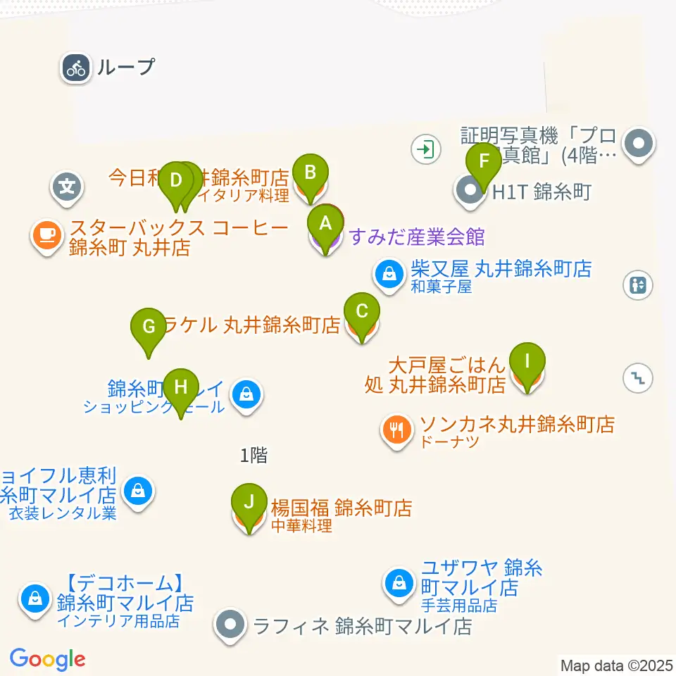 すみだ産業会館周辺のファミレス・ファーストフード一覧地図