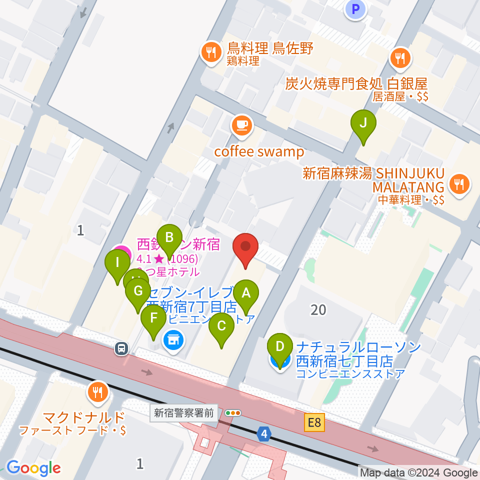 関交協ハーモニックホール周辺のファミレス・ファーストフード一覧地図