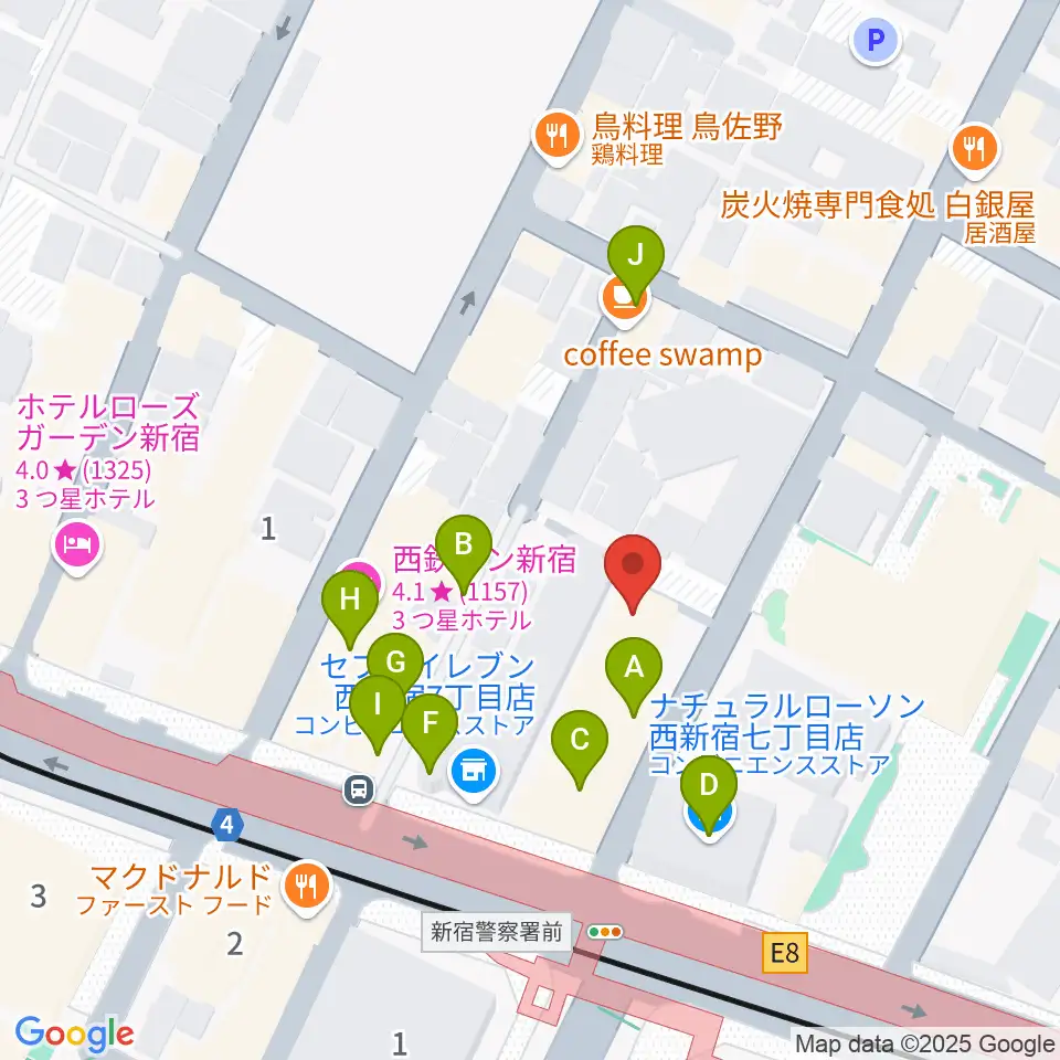 関交協ハーモニックホール周辺のファミレス・ファーストフード一覧地図