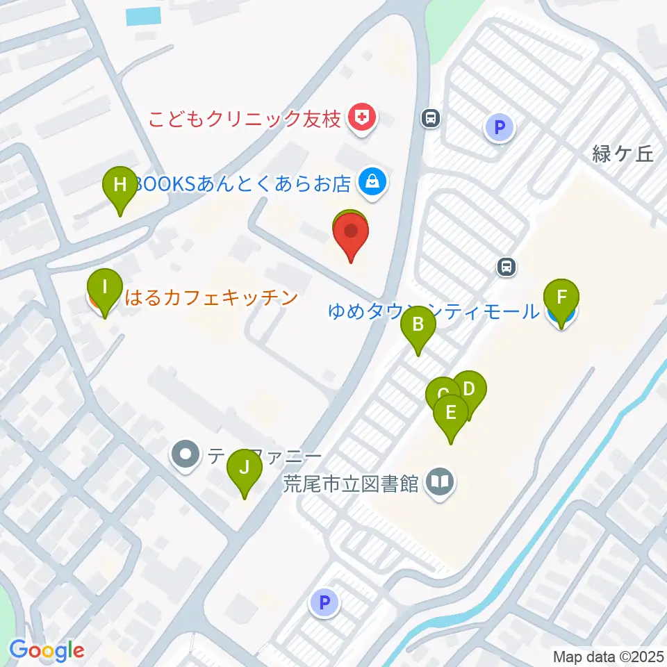 大谷楽器店 荒尾教室周辺のファミレス・ファーストフード一覧地図