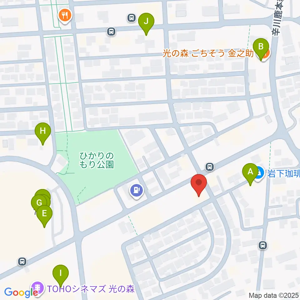 大谷楽器 光の森教室周辺のファミレス・ファーストフード一覧地図