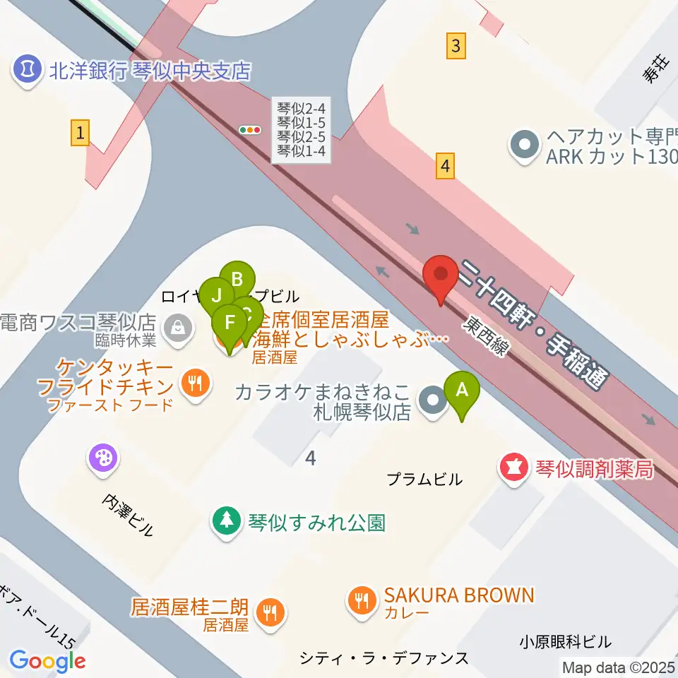 ターミナルプラザことにパトス周辺のファミレス・ファーストフード一覧地図