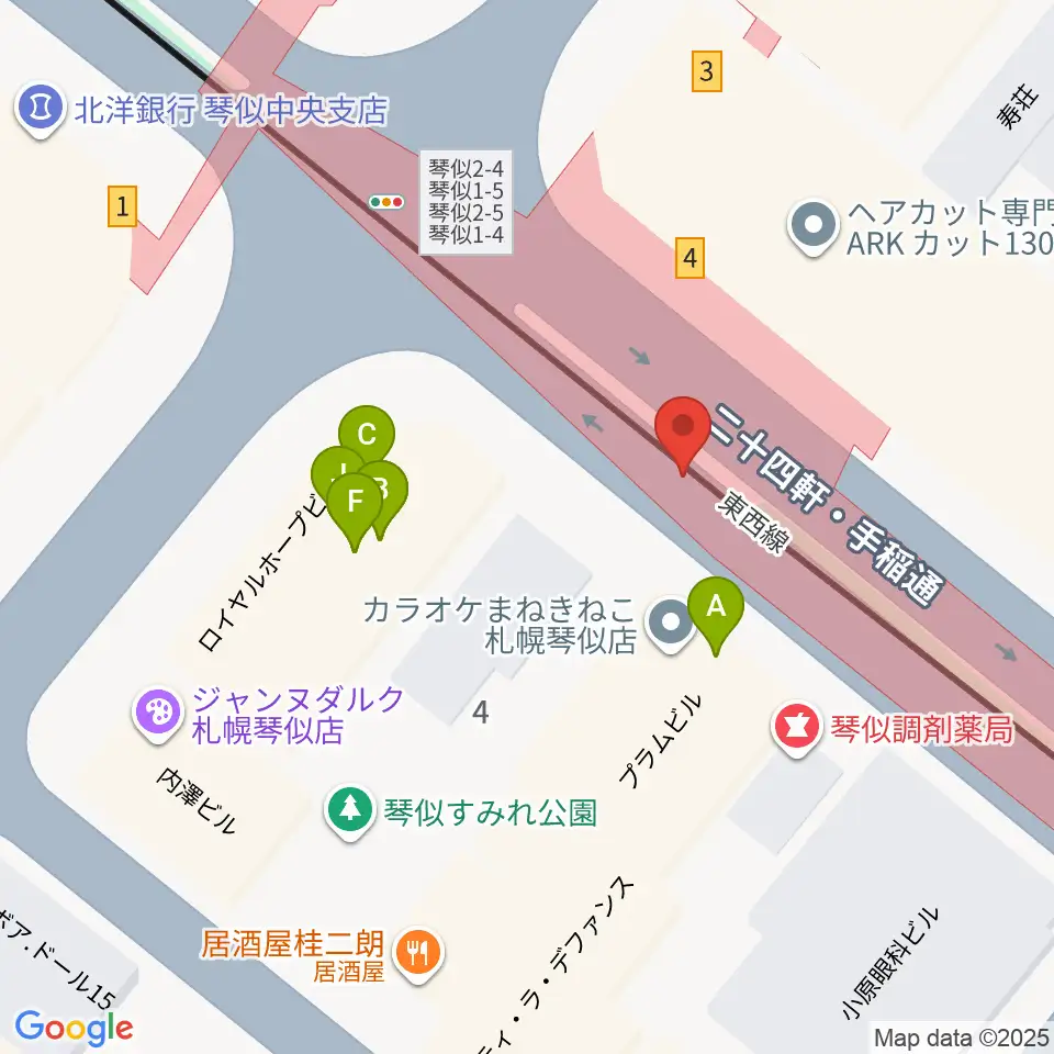 ターミナルプラザことにパトス周辺のファミレス・ファーストフード一覧地図