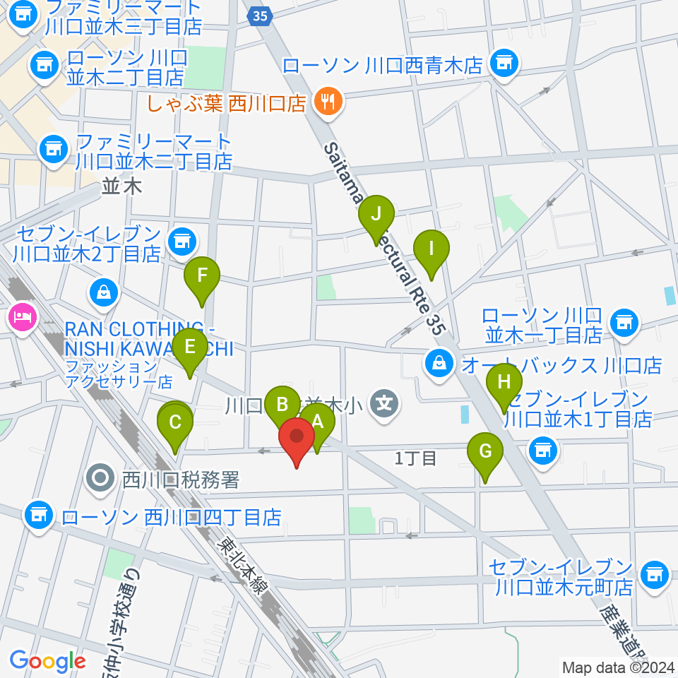 ワゴムスタジオ周辺のファミレス・ファーストフード一覧地図