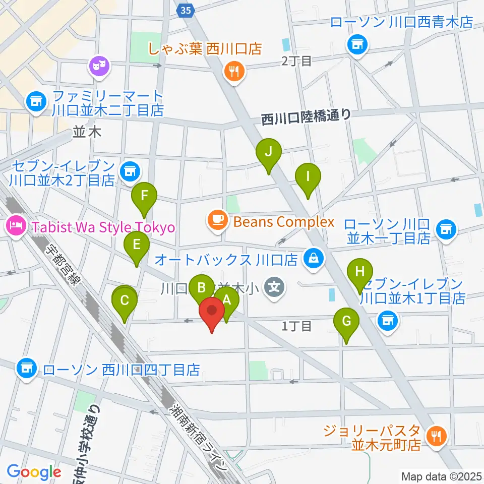 ワゴムスタジオ周辺のファミレス・ファーストフード一覧地図