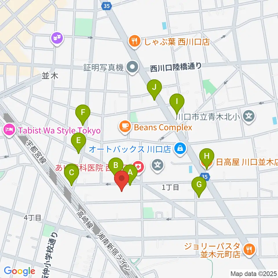 ワゴムスタジオ周辺のファミレス・ファーストフード一覧地図
