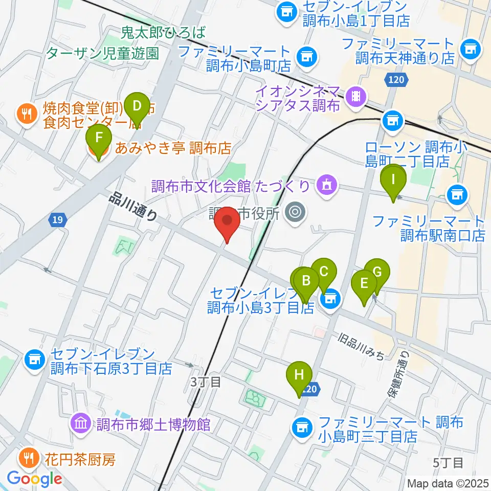 調布BerryMusic周辺のファミレス・ファーストフード一覧地図
