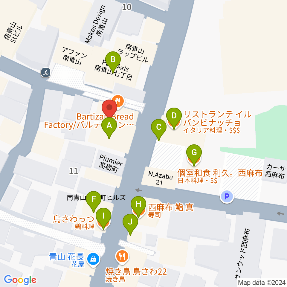 ギガバー東京周辺のファミレス・ファーストフード一覧地図