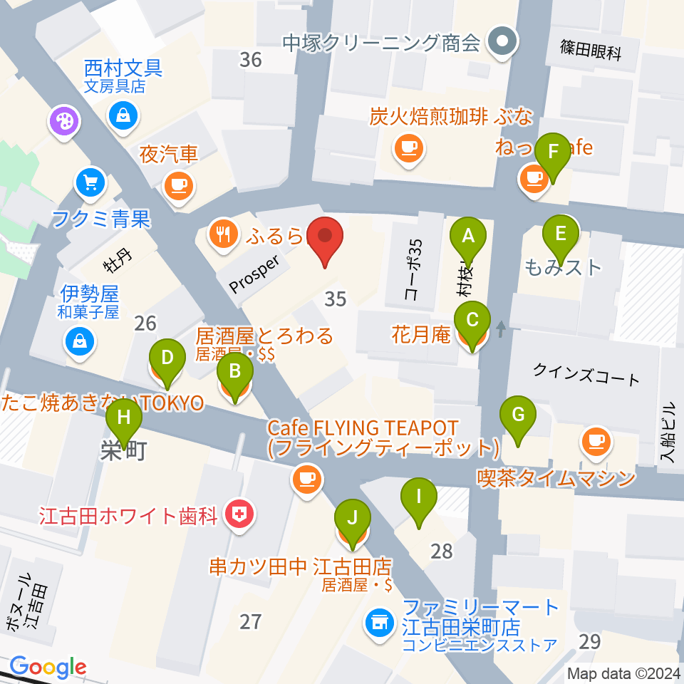 ロックンバナナ1スタジオ周辺のファミレス・ファーストフード一覧地図