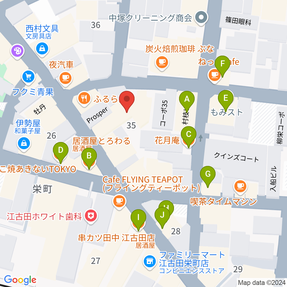 ロックンバナナ1スタジオ周辺のファミレス・ファーストフード一覧地図