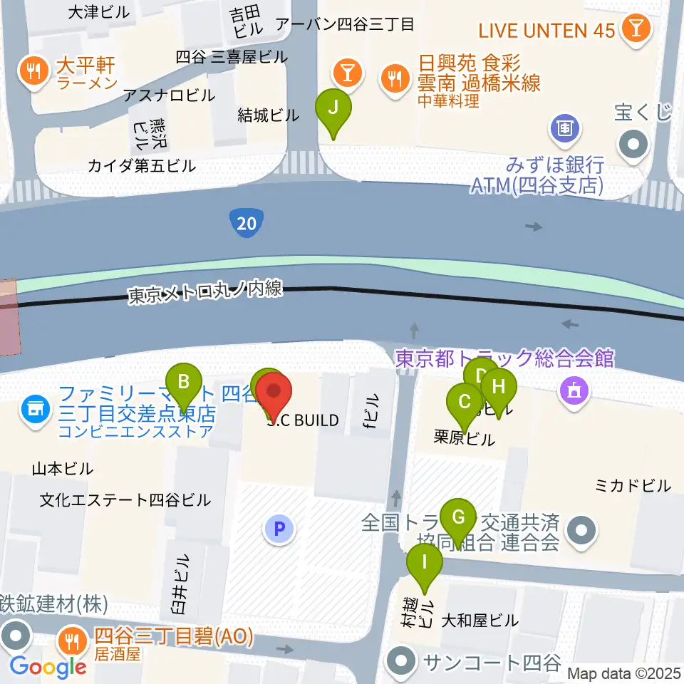 四谷ロータス周辺のファミレス・ファーストフード一覧地図