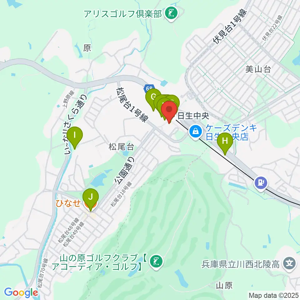 ハセガワ楽器 日生センター周辺のファミレス・ファーストフード一覧地図