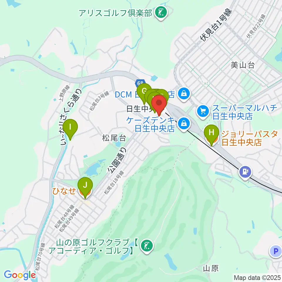 ハセガワ楽器 日生センター周辺のファミレス・ファーストフード一覧地図