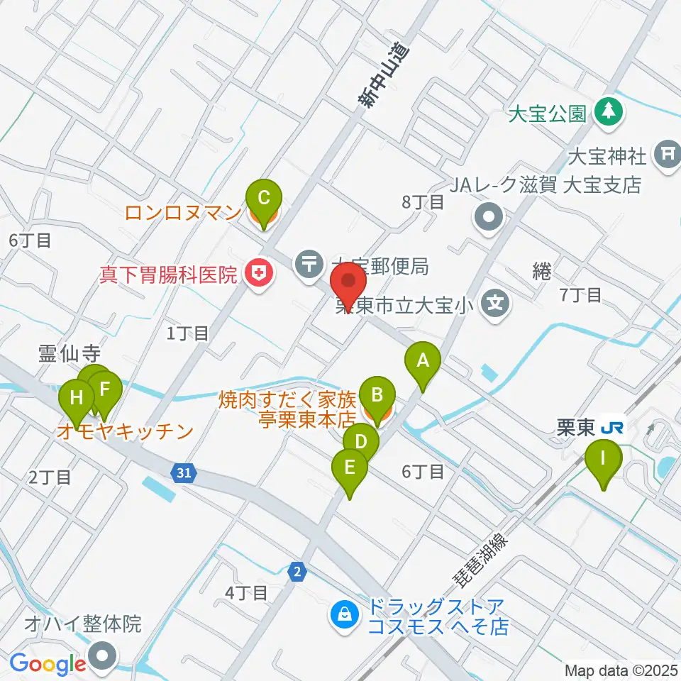 ロマン楽器 ユニスタイル栗東周辺のファミレス・ファーストフード一覧地図