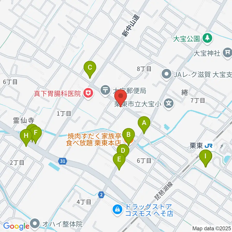 ロマン楽器 ユニスタイル栗東周辺のファミレス・ファーストフード一覧地図
