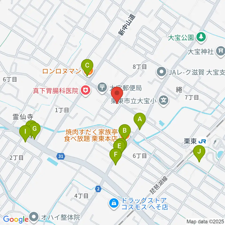 ロマン楽器 ユニスタイル栗東周辺のファミレス・ファーストフード一覧地図