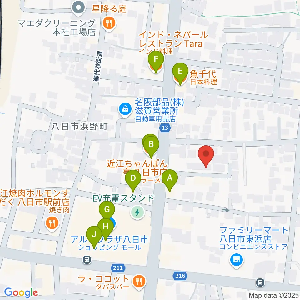 昭和堂楽器周辺のファミレス・ファーストフード一覧地図