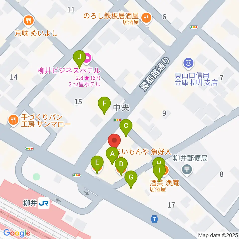ふちだ楽器店 柳井音楽センター周辺のファミレス・ファーストフード一覧地図