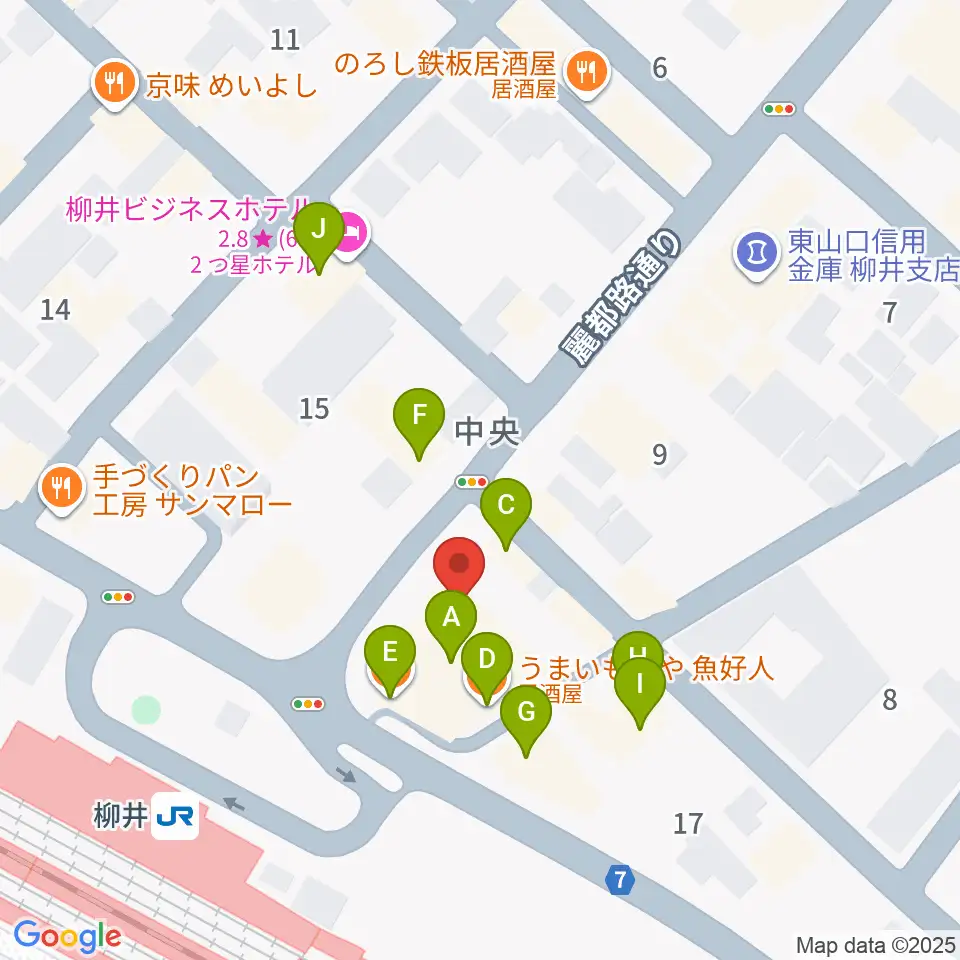 ふちだ楽器店 柳井音楽センター周辺のファミレス・ファーストフード一覧地図