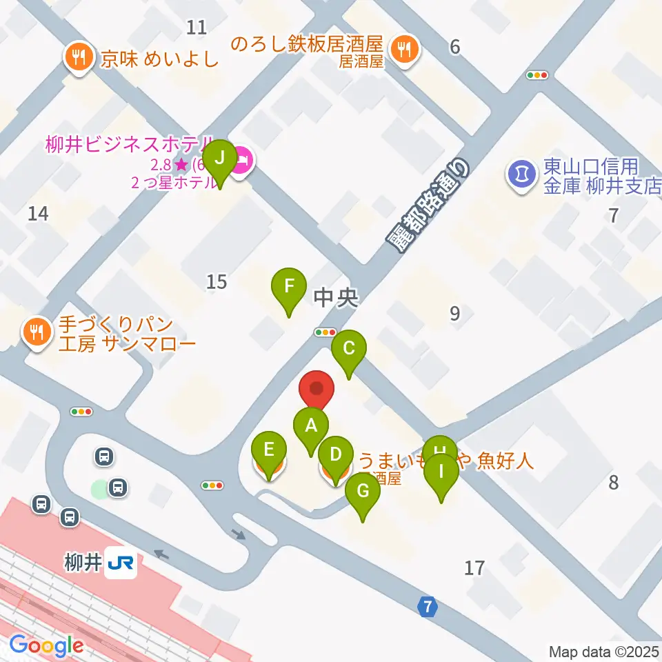 ふちだ楽器店 柳井音楽センター周辺のファミレス・ファーストフード一覧地図
