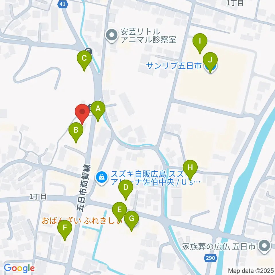 ふちだ楽器店 八幡センター周辺のファミレス・ファーストフード一覧地図