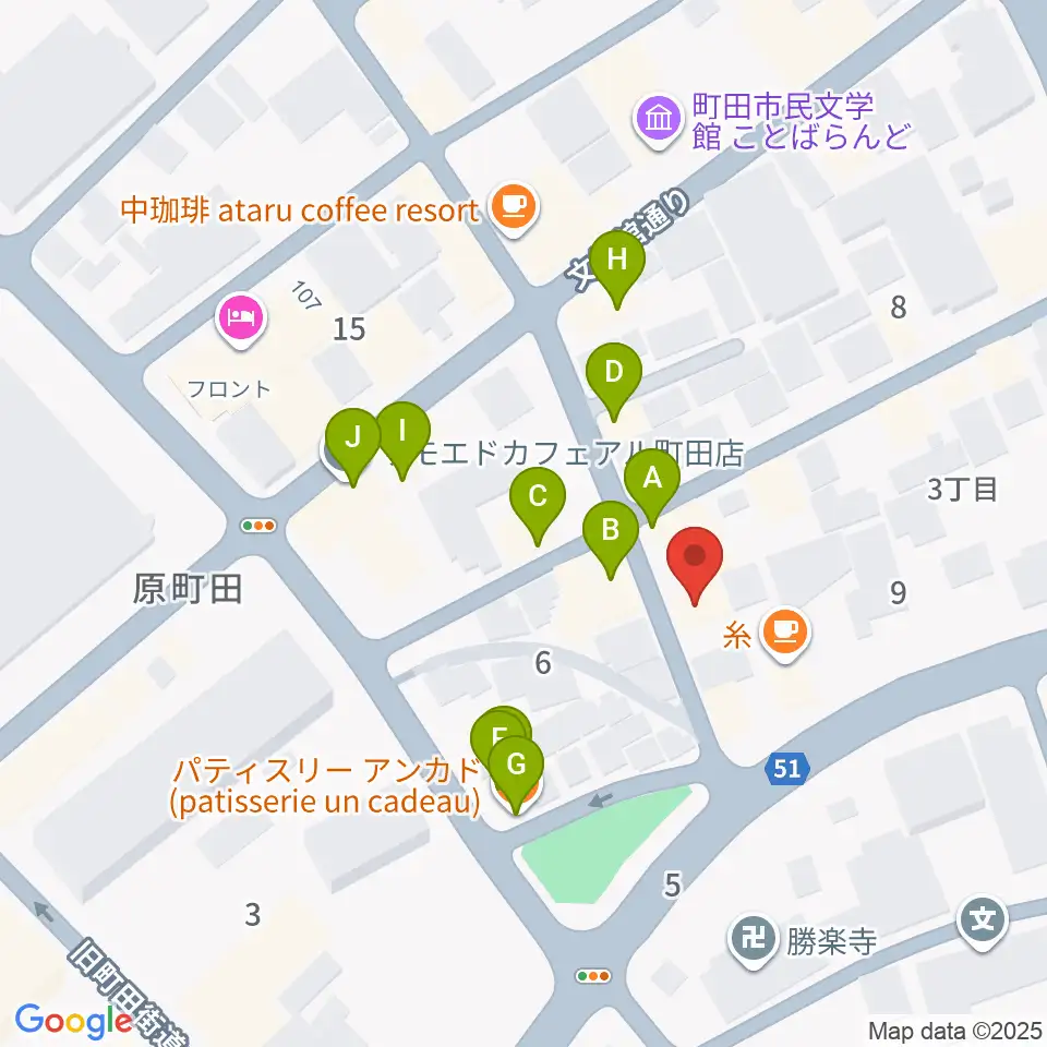 町田ミュージックサロンフォーボイス周辺のファミレス・ファーストフード一覧地図