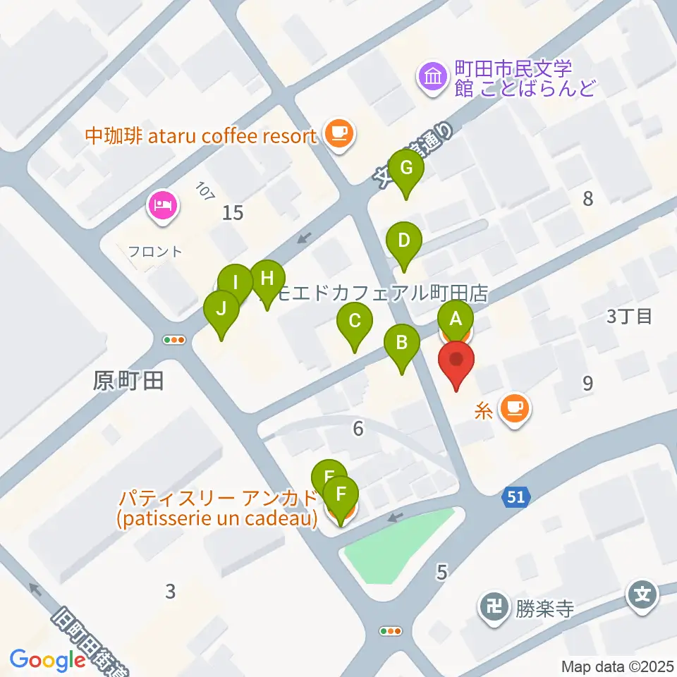 町田ミュージックサロンフォーボイス周辺のファミレス・ファーストフード一覧地図