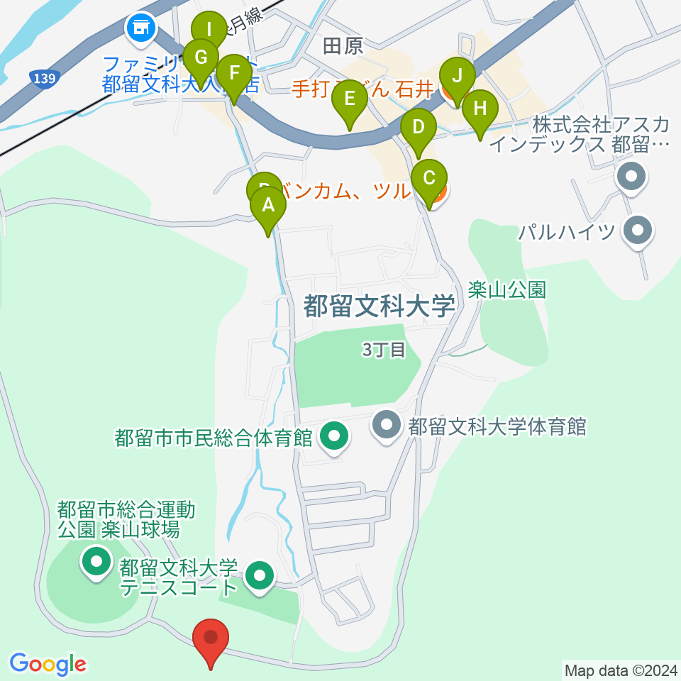 都の杜うぐいすホール周辺のファミレス・ファーストフード一覧地図