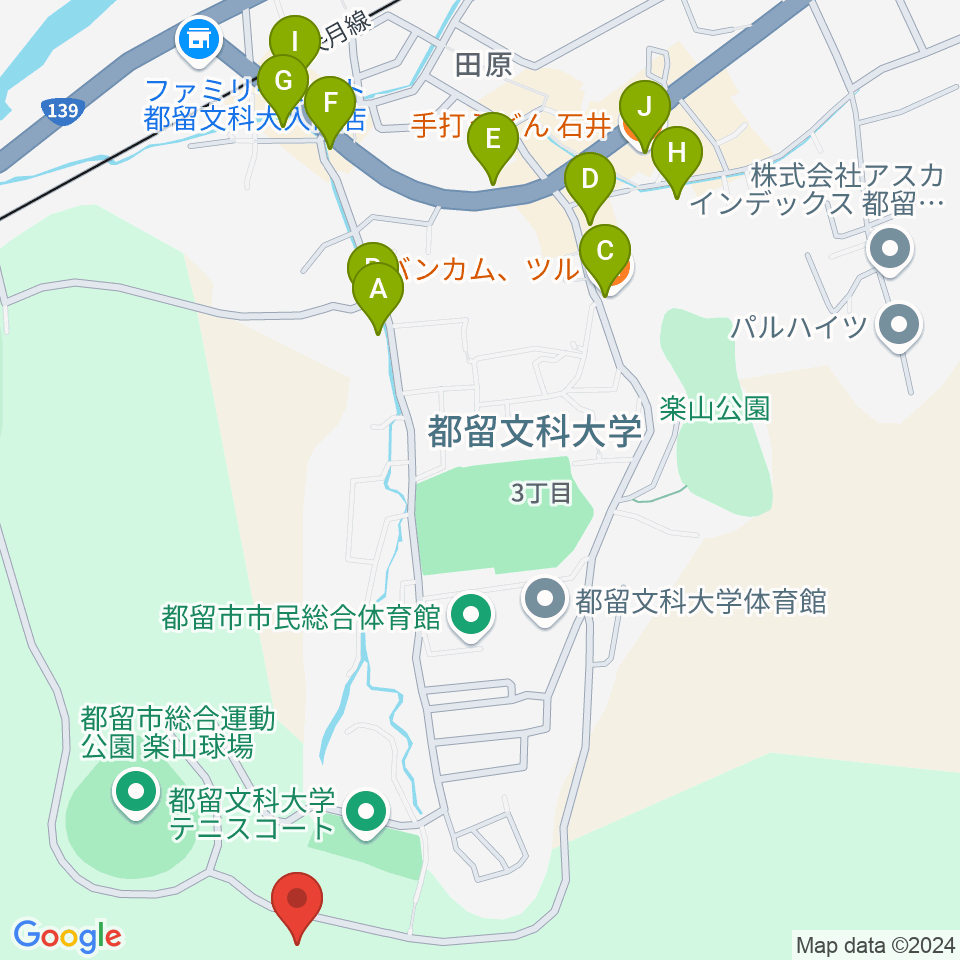 都の杜うぐいすホール周辺のファミレス・ファーストフード一覧地図