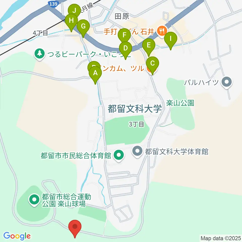都の杜うぐいすホール周辺のファミレス・ファーストフード一覧地図