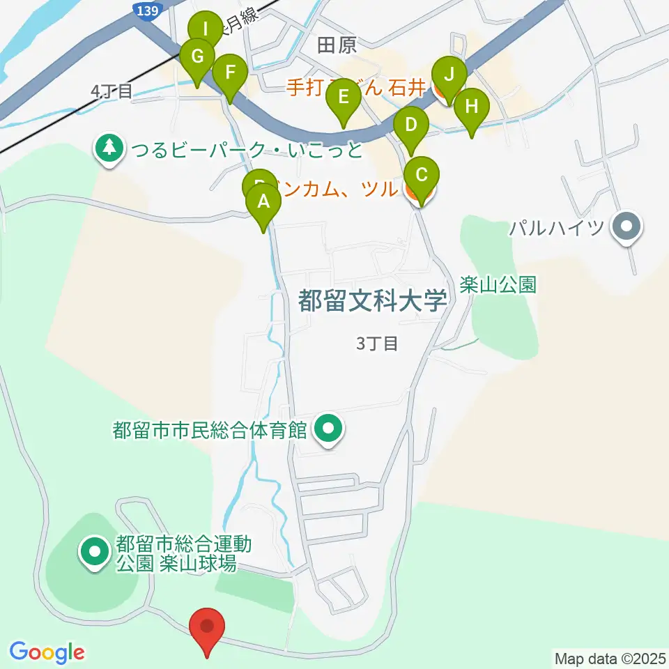 都の杜うぐいすホール周辺のファミレス・ファーストフード一覧地図